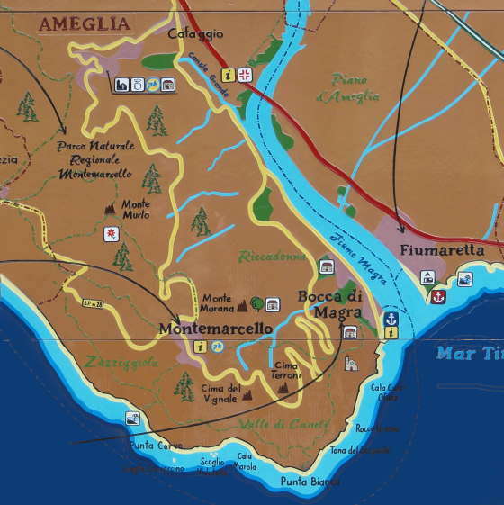 Kaart Parco Regionale Montemarcello - Magra
